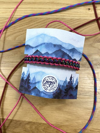 Paracord horský náramok, úzky ružový